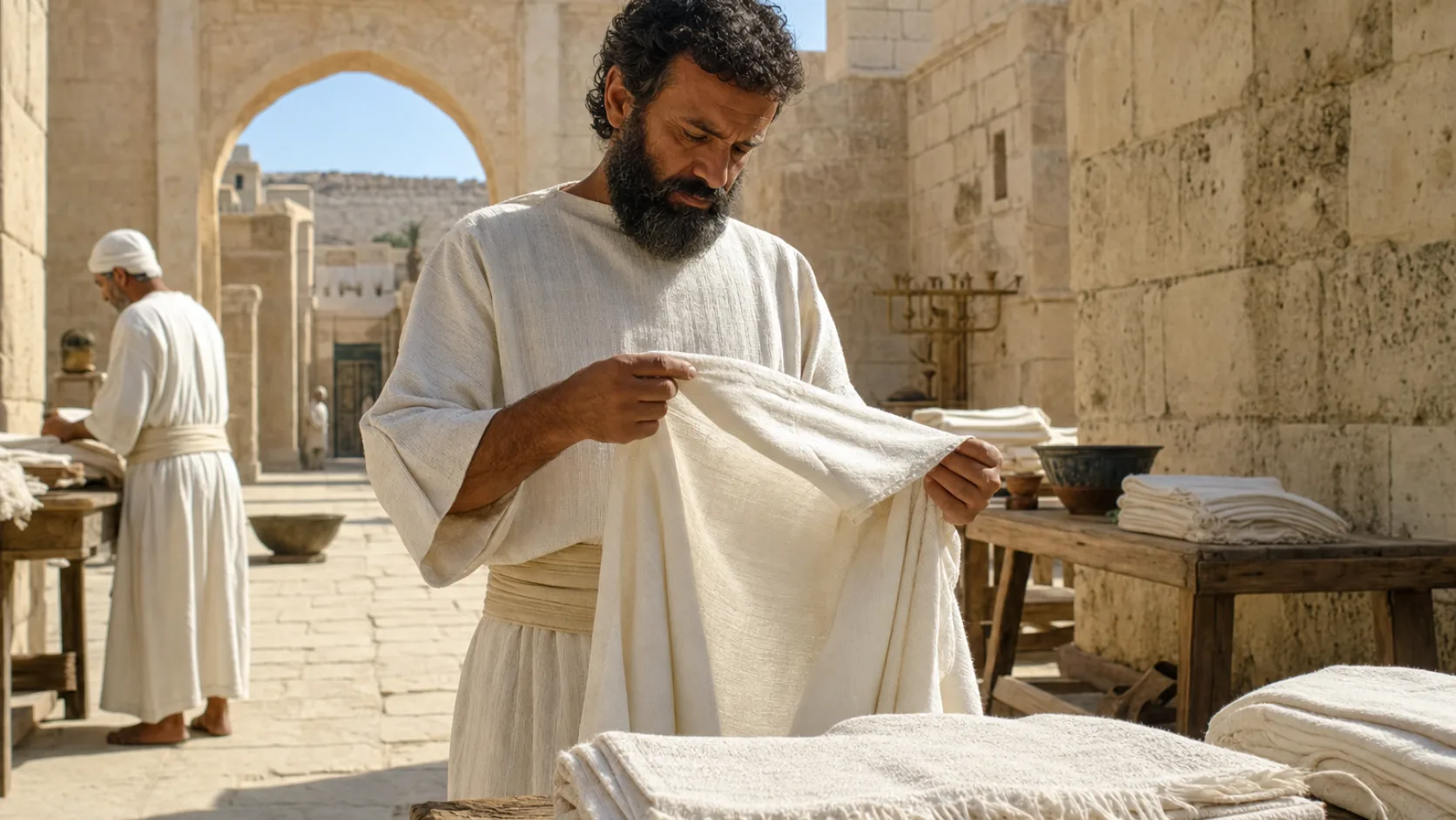 Linen Tunic in a detailed biblical historical scene