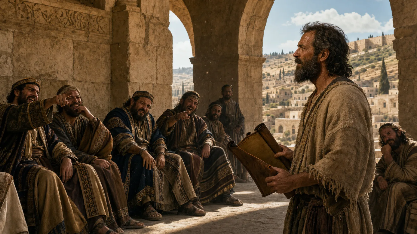 Mockers in a biblical historical scene