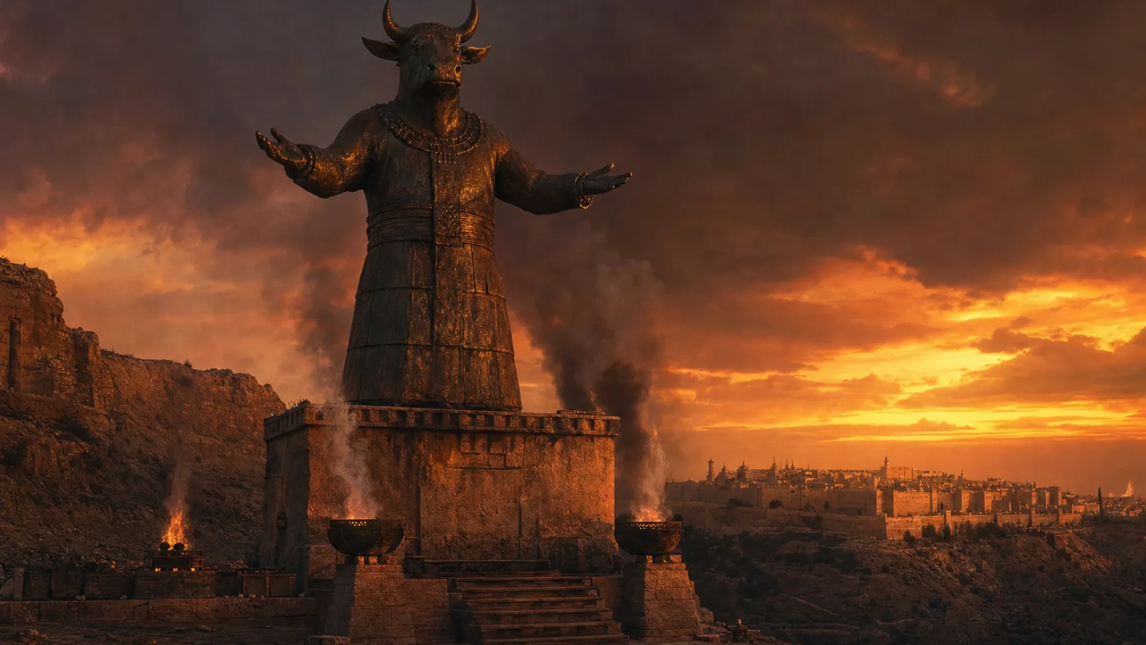 Molech Image in a detailed biblical historical scene