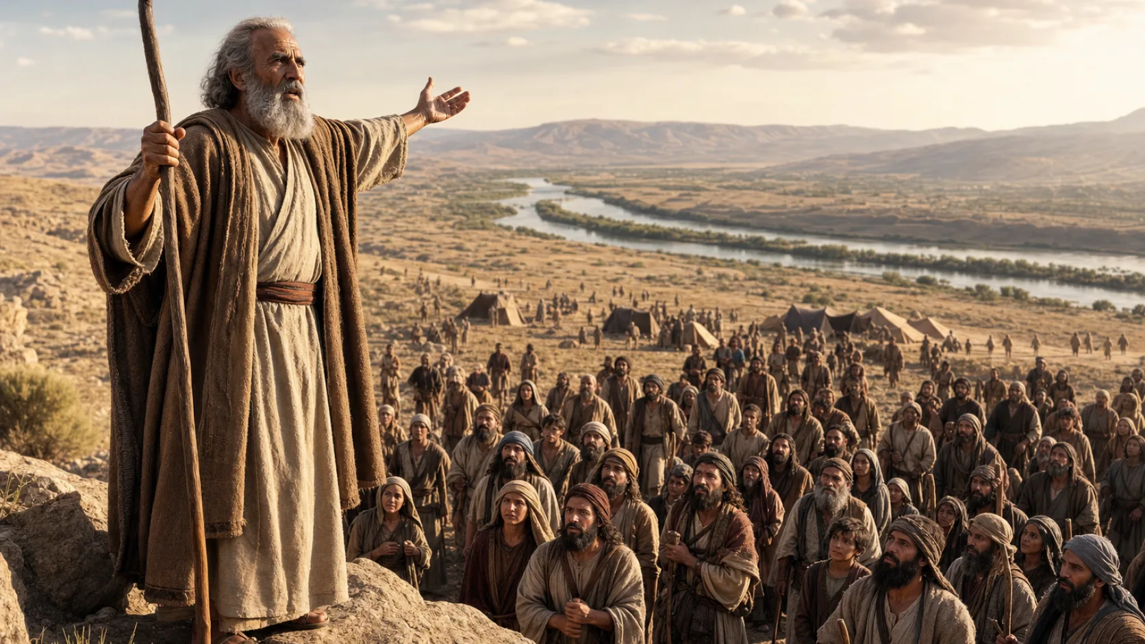 Biblical scene illustrating Moses Repeats the Ten Commandments