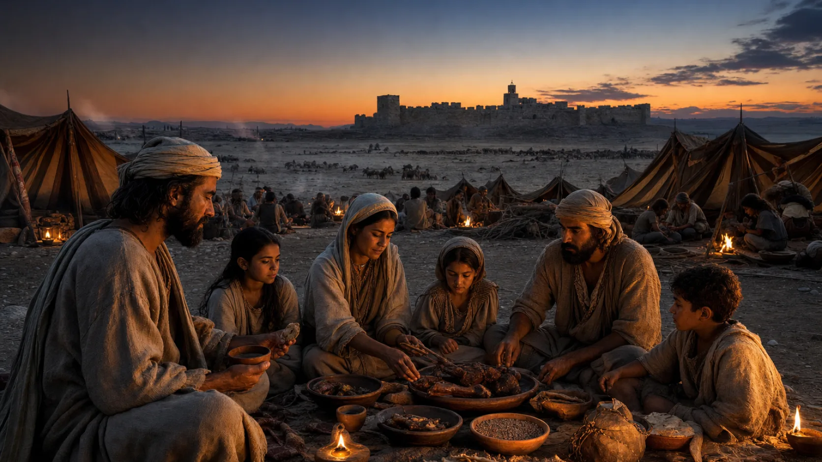 Passover under Joshua biblical scene