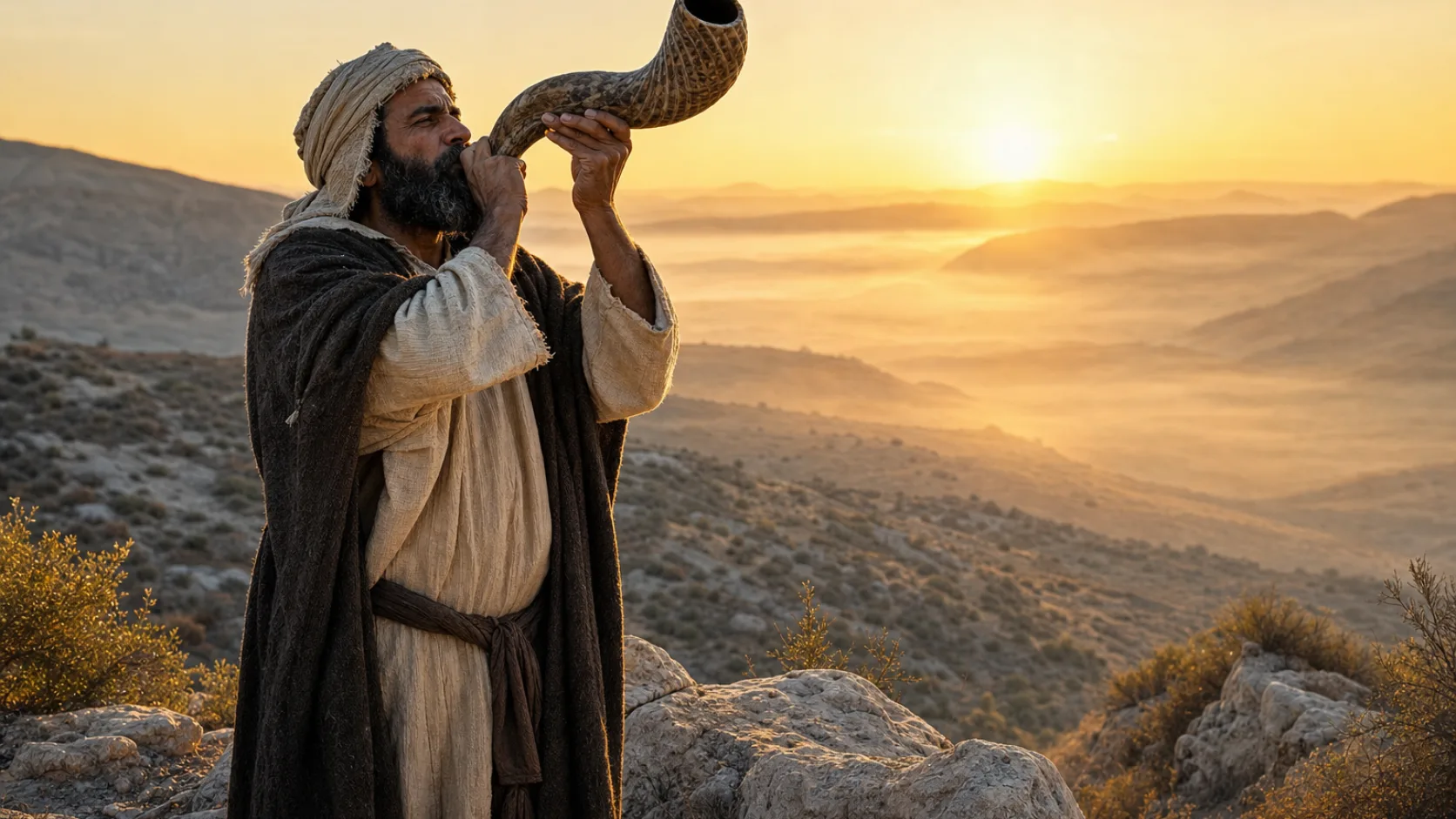 Ram’s Horn in a detailed biblical historical scene