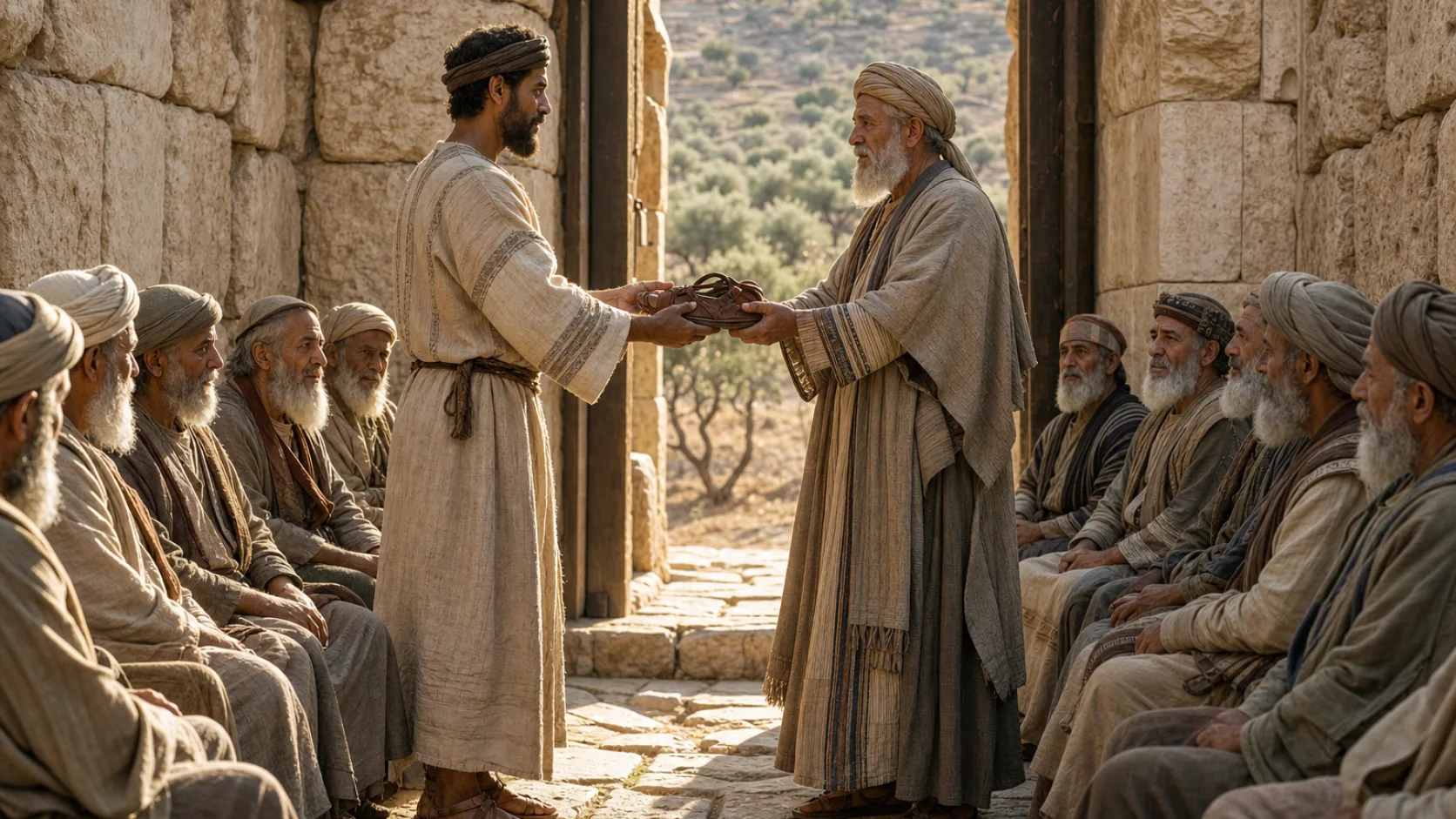 Royal Sandals in a detailed biblical historical scene