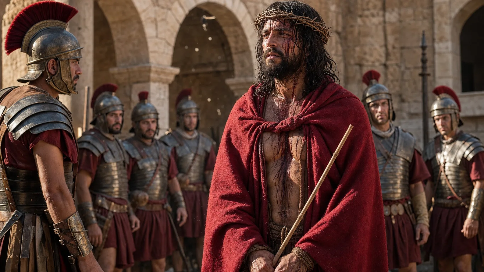 Scarlet Robe in a detailed biblical historical scene