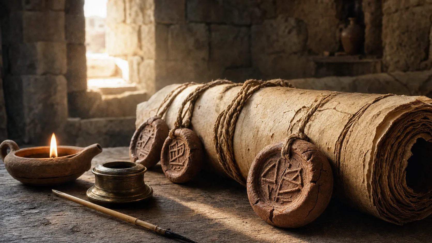 Sealed Scroll in a detailed biblical historical scene