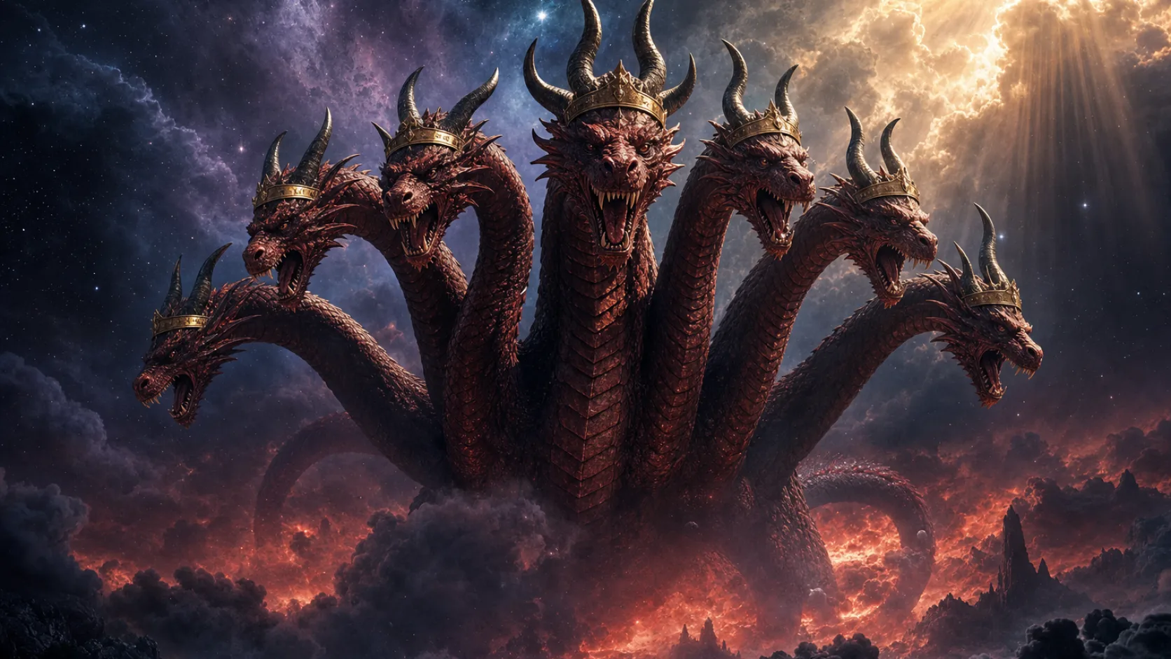 Seven Crowns in a detailed biblical historical scene