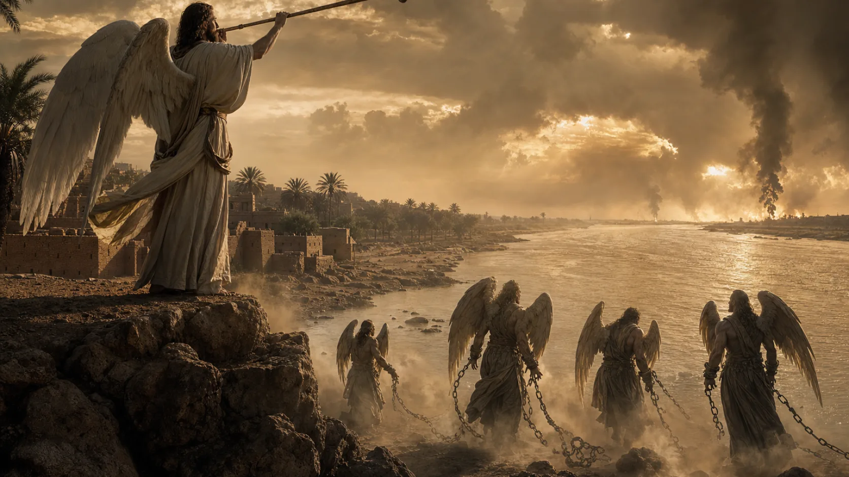 Sixth Trumpet in a detailed biblical historical scene