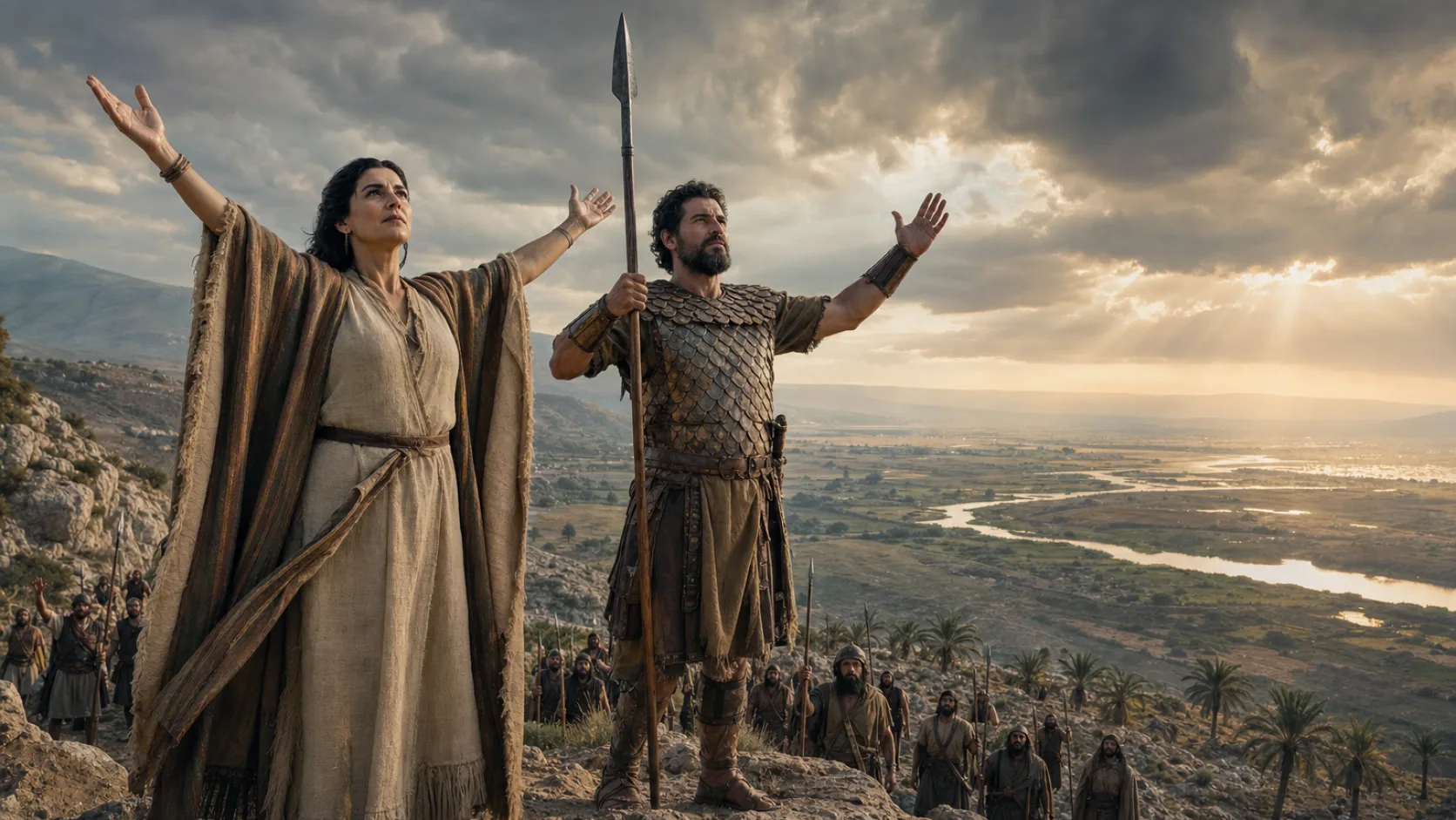 Biblical scene illustrating Song of Deborah and Barak (Judges 5)