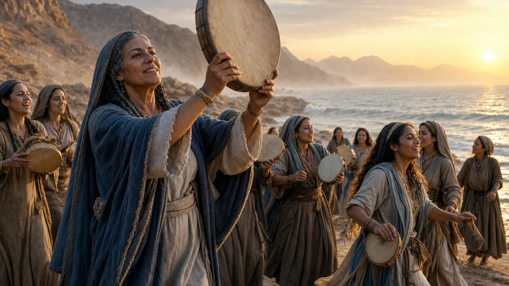 Biblical scene illustrating Song of Miriam
