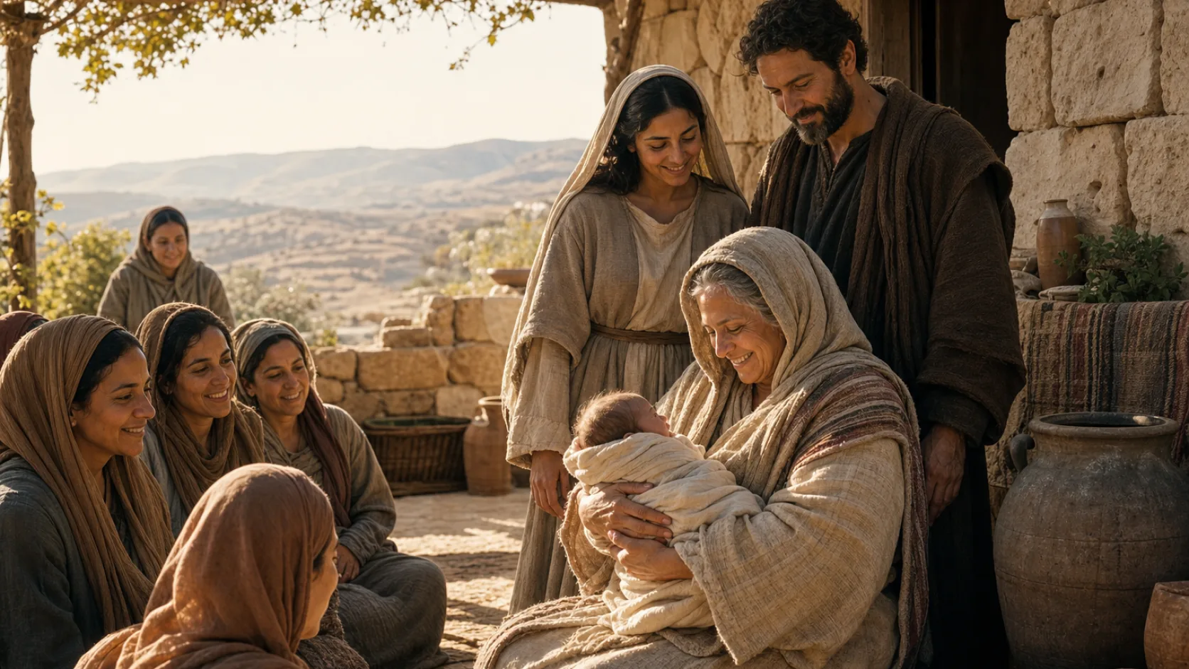 Biblical scene illustrating The Birth of Obed