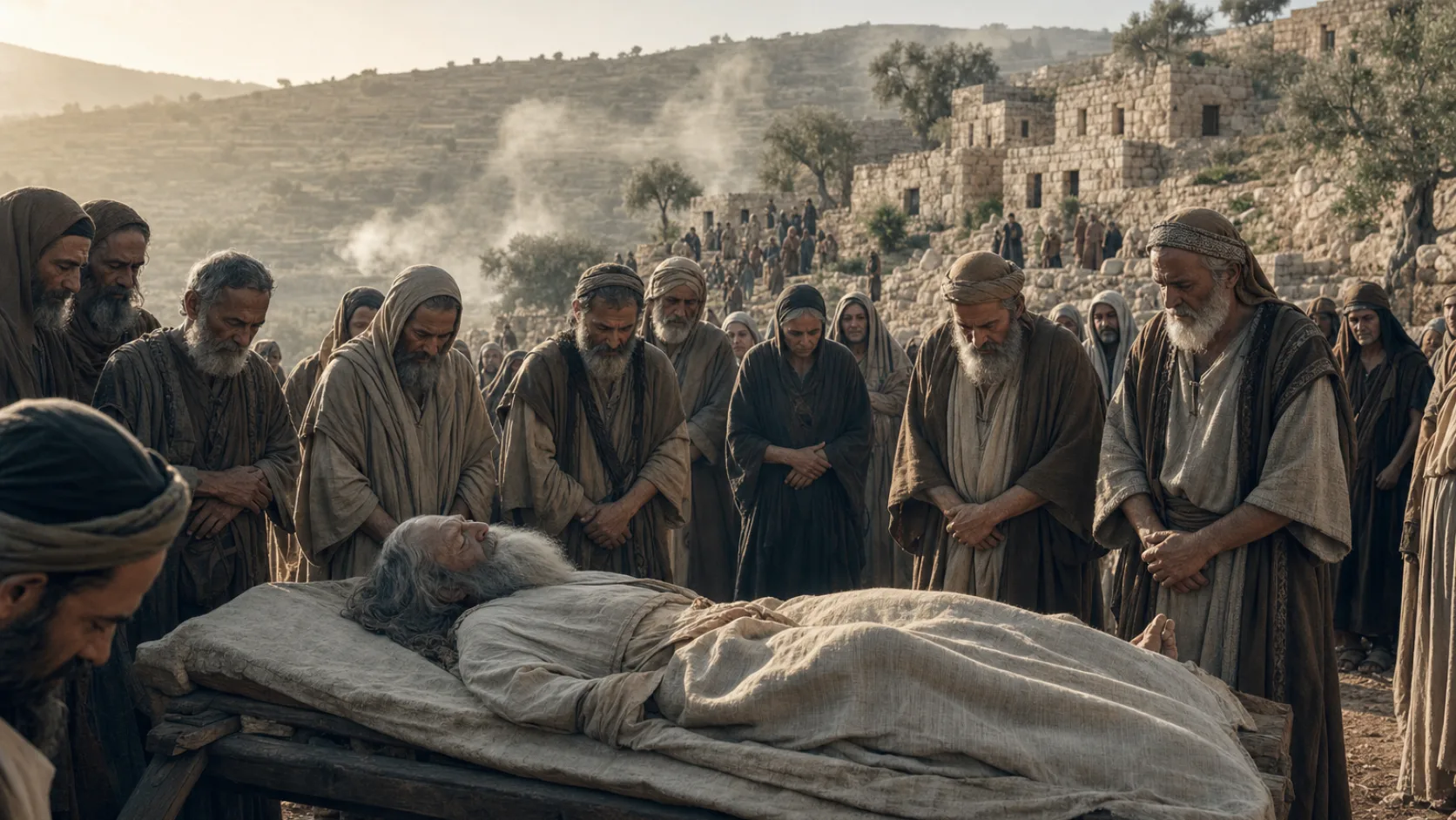 Biblical scene illustrating The Death of Samuel