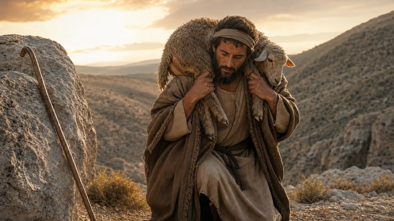 The Parable of the Lost Sheep biblical scene