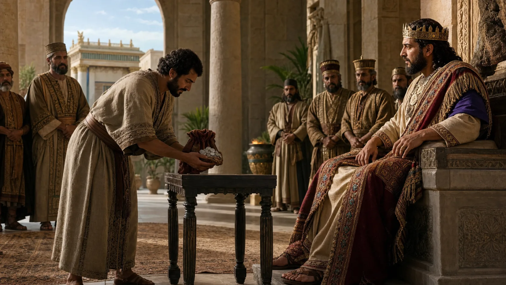 The Parable of the Minas biblical scene
