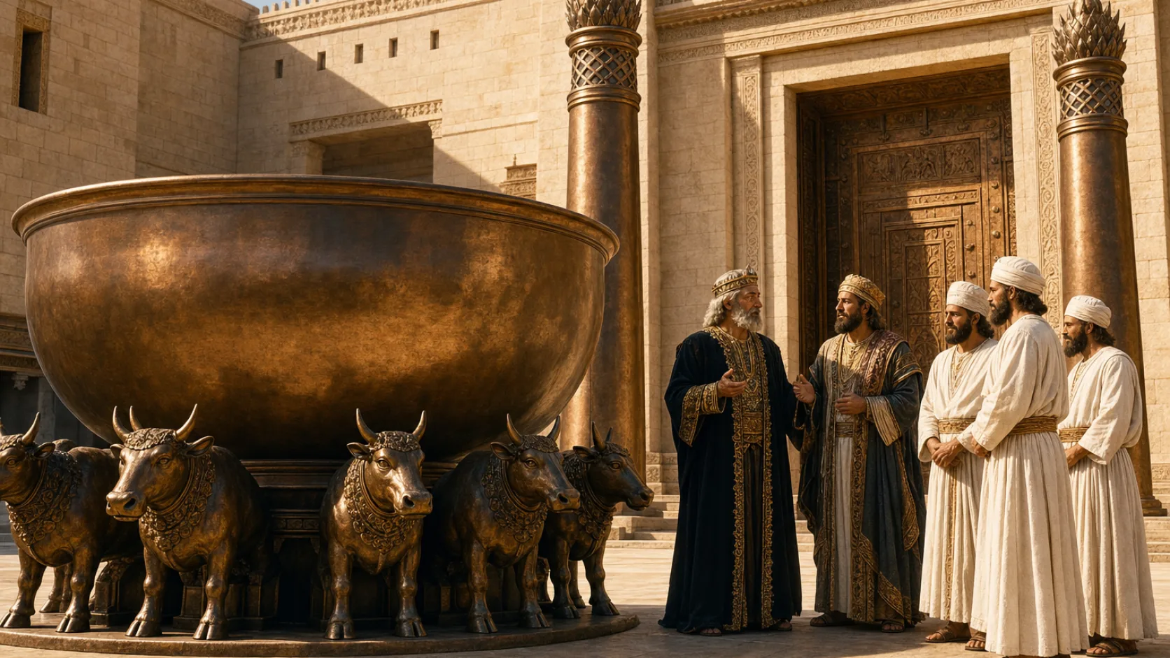 Biblical scene illustrating The Temple Furnishings Are Completed