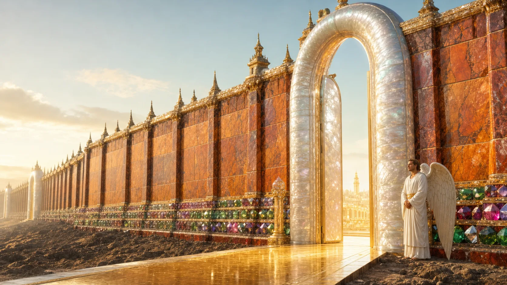 Twelve Gates in a detailed biblical historical scene
