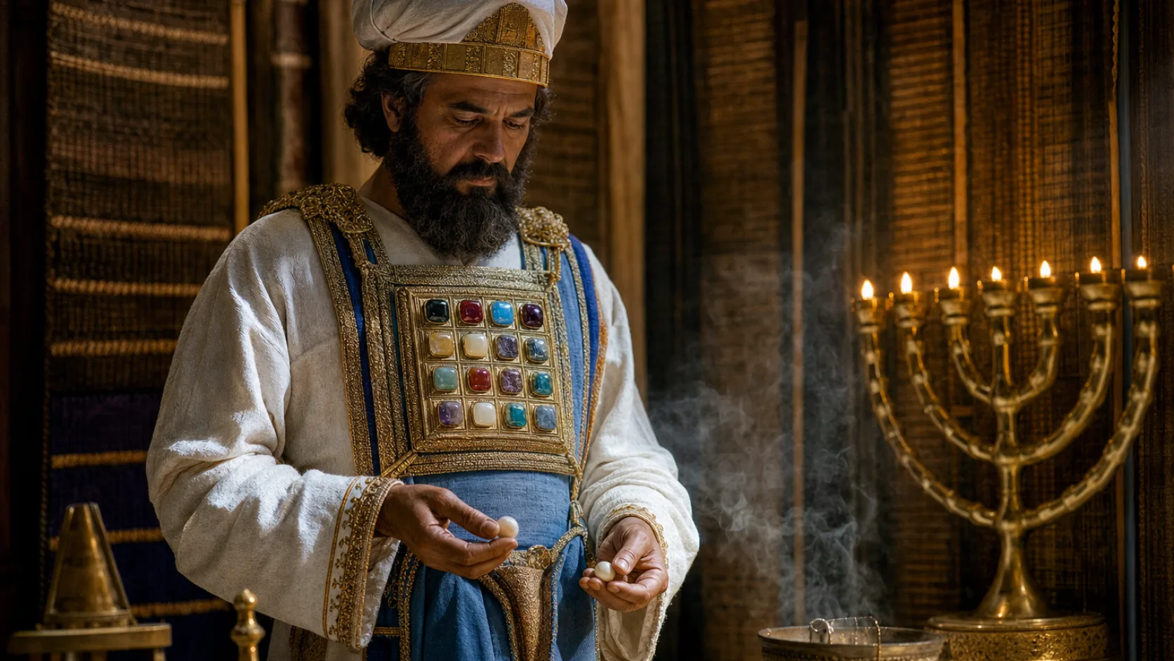 Urim and Thummim in a detailed biblical historical scene